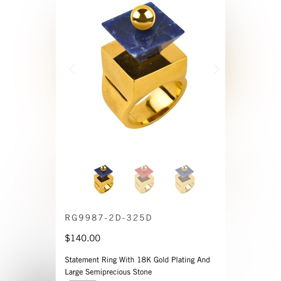 nOir Jewelry Gold and Blue Ring - Picture 1 of 10